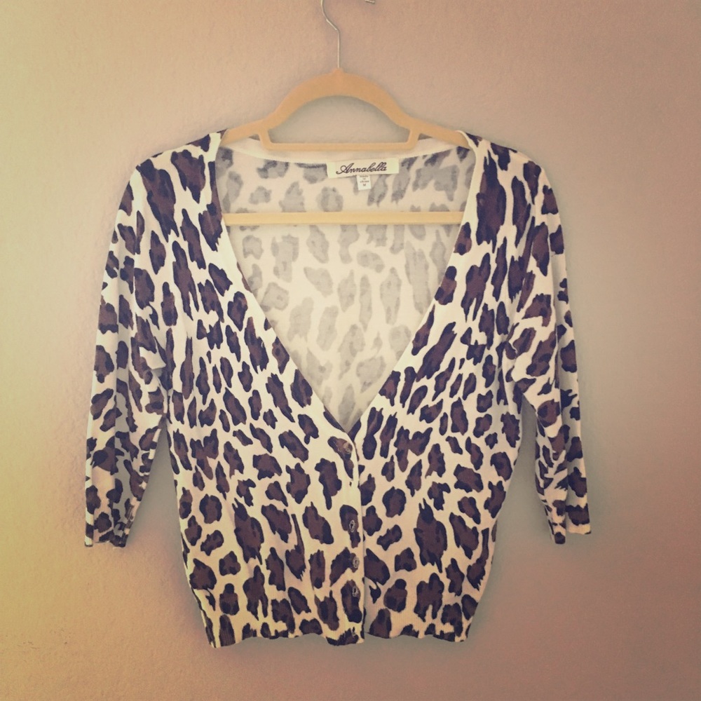 Annabella Spring Cardigan Animal Print Sz M